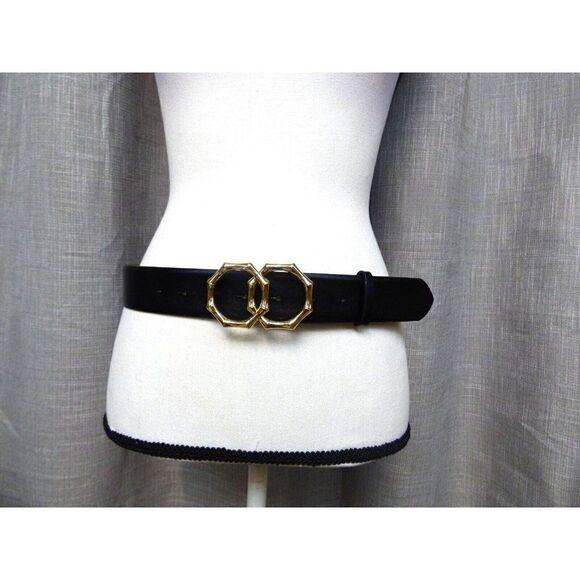 INC International Concepts Double-Circle Bamboo-Buckle Belt, Black - Picture 2 of 7